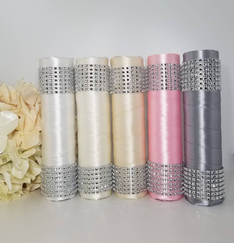Bling Mesh Satin Wrapped Bouquet Holders Plastic Tubes
