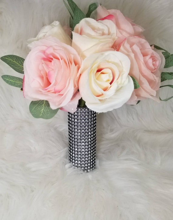 Bling Bouquet Holders Silver Metallic Mesh Ribbon Bouquet Holder MORE COLORS