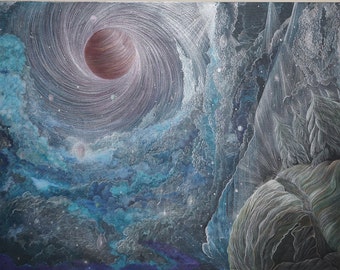 Outer Space Colored Pencil Pastel Painting