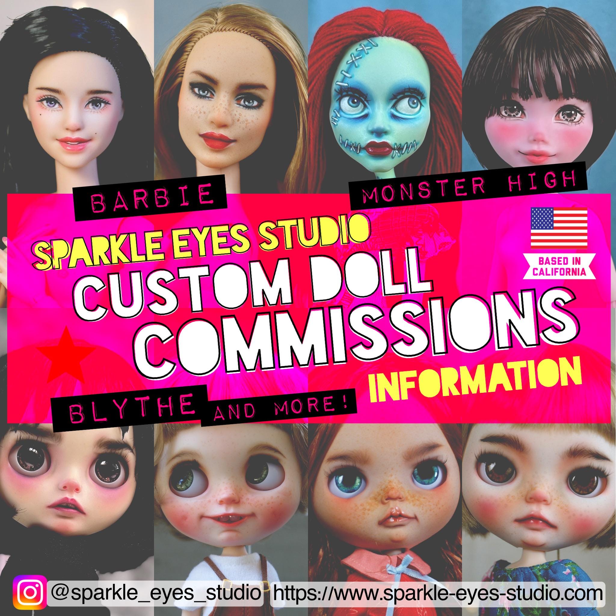 Custom Doll Commission Barbie Monster High Blythe ICY American Girl BJD 1/6 Repaint Hair Reroot Carving Service Cute Kawaii Mini Me Artis
