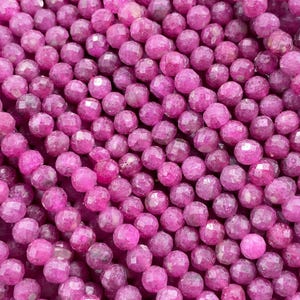 Natural Red Ruby Faceted Round Gemstone Beads,2mm 3mm 4mm For Bracelets/Necklace/DIY Making,Semi Precious Loose Beads For Jewelry Making.