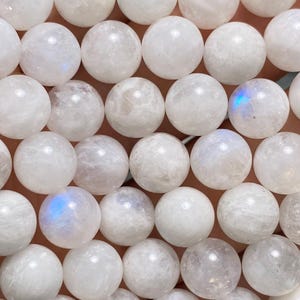 Natural Blue Moonstone Smooth Round Beads Loose Gemstone Crystal for Jewelry Making 4mm 6mm 8mm 10mm 12mm Semi Precious Stone Beads.