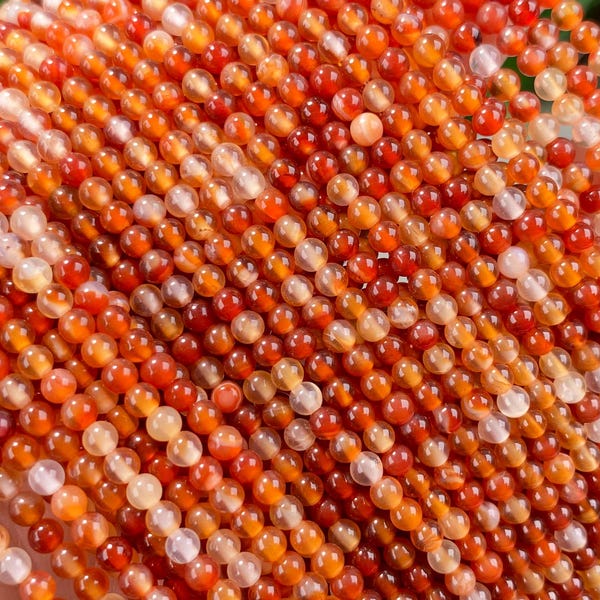 Natural Red Agate Smooth Round Gemstone Loose Beads For Necklace/Bracelet/DIY Jewelry Making,2/3/4/6mm Healing Crystals Beads.