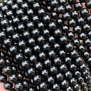 Full 15" Black Obsidian Genuine Natural Smooth Round For Jewelry Making Loose Gemstone Beads,2mm/3mm/4mm/6mm/8mm/10mm Semi Precious Beads.