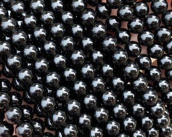Full 15" Black Obsidian Genuine Natural Smooth Round For Jewelry Making Loose Gemstone Beads,2mm/3mm/4mm/6mm/8mm/10mm Semi Precious Beads.