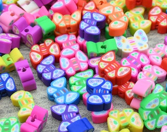 50 Pieces/10mm Butterfly Polymer Clay Beads,Loose Polymer Clay Beads,For Jewelry Made Beads,For Bracelet Beads,Wholesale Beads.