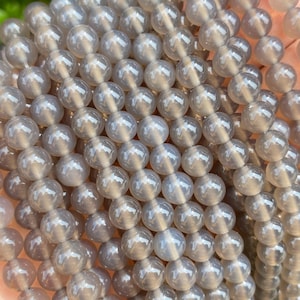 AA Genuine Gray Agate Smooth Round For Jewelry Making Loose Gemstone Beads,2mm/3mm/4mm/6mm/8mm/10mm/12mm Semi Precious Beads.