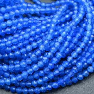 Natural Blue Onyx Faceted Round Beads,2mm/3mm/4mm Loose Faceted Beads,For Jewelry DIY Making Beads,Bracelet Making Beads.Wholesale Beads.