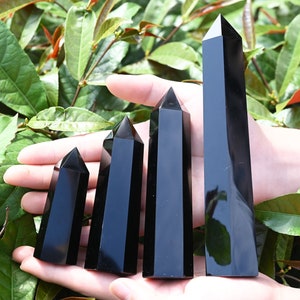3~7&#39; Black Obsidian Tower,Point Quartz Tower,Crystal Tower,Healing Crystal Tower,Obelisk Point Tower,Healing Home Decor Tower,Obsidian Wand.