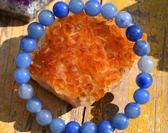 natuurlijke blauwe aventurijn stretchy armband, handgemaakte vrouwen / mannen armband, edelsteen ronde armband, voor cadeau armband, genezing ronde armband.