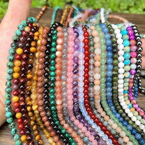 70 Kinds Of Natural Gemstone Smooth Round Beads,2mm/3mm/4mm/6mm/8mm More Size/Material Choose Semi Precious Stone For Jewelry Making Beads.