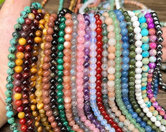 70 Kinds Of Natural Gemstone Smooth Round Beads,2mm/3mm/4mm/6mm/8mm More Size/Material Choose Semi Precious Stone For Jewelry Making Beads.