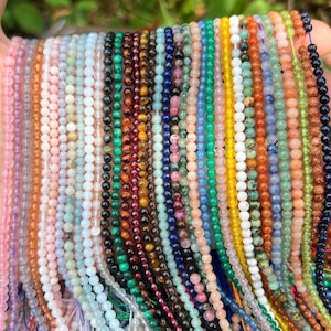 Natural Gemstone Round Beads,2mm/3mm/4mm Smooth Round Beads,Amethyst/Rose Quartz/Crystal/Jade More Choose Round Beads,For Jewelry Making. image 1