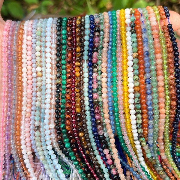 Natural Gemstone Round Beads,2mm/3mm/4mm Smooth Round Beads,Amethyst/Rose Quartz/Crystal/Jade More Choose Round Beads,For Jewelry Making.