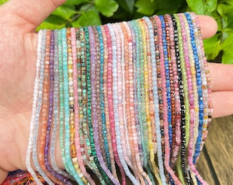 Natural Crystals 2x2mm Square Gemstone Faceted Beads,Amethyst/Crystal/Apatite More Choose Loose Beads For Jewelry Making/Necklace/Bracelets.