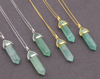 Three Stone Pendant Raw Fluorite Pendant Made to order Pendant 18k Gold Plated Brass Pendant Statement Pendant Blue Hydro Pendant