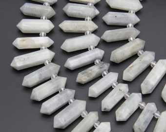 Natural White Quartz Faceted Point Beads,For Necklace Beads,For Jewelry Point Beads,Top Drilled Point Beads,8X12MM Gemstone Point DIY Beads.
