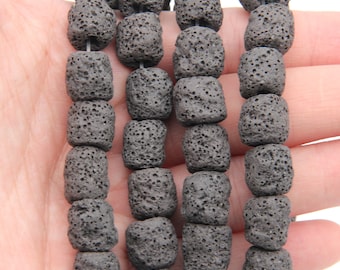 Natural Lava Rock Irregular Beads,Volcanic Rock Black Beads,Loose Lava Stone Beads,5.0 Big Hole Beads,Lava Beads Wholesale,Lava Jewelry Bead