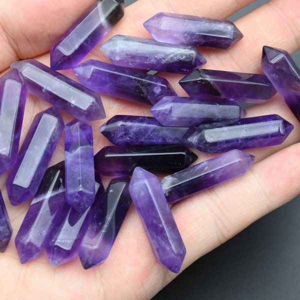 Natural Amethyst Double Terminated Point Beads,For DIY/Jewelry Making Beads,No Hole Pendants,Double Point Beads,Meditation Point Beads.