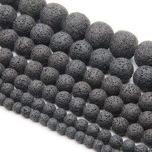 AAA Natural Black Lava Rock Raw Beads,Volcanic Rock Beads,6mm 8mm 10mm 12mm 14mm 16mm 18mm Genuine Lava Rock Beads,Gemstone Lava Round Beads