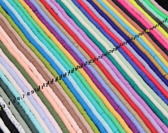 6MM 88 Colors Vinyl Heishi Disc Beads,6x1MM Vinyl Beads,Polymer Clay African Vinyl Disc Beads,Wholesale Vinyl Heishi DIY Making Jewelry Bead