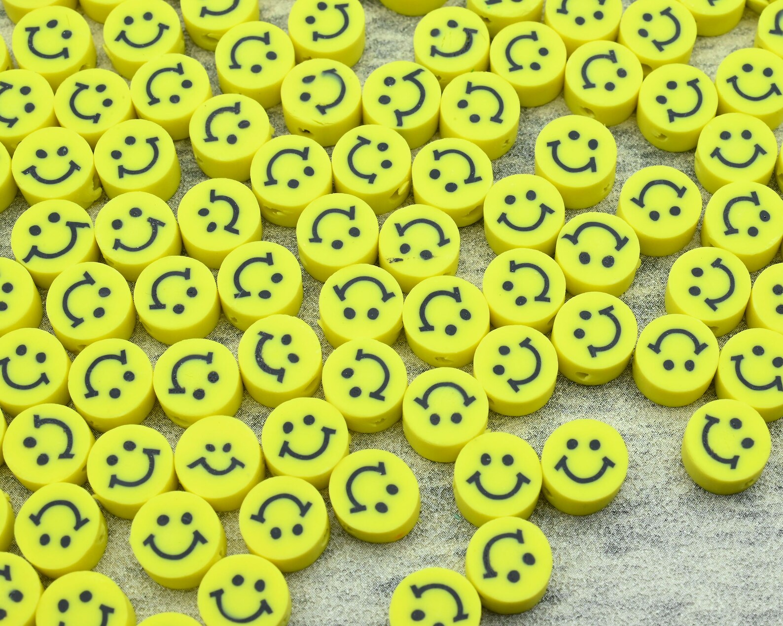 50 Pieces/10mm Smiley Face Polymer Clay Beadsloose Polymer Etsy Australia