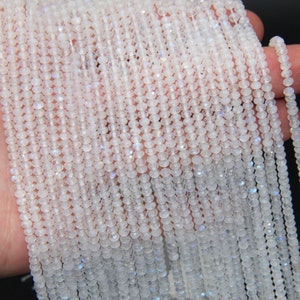 Natural Bright Rainbow Moonstone Rondelle Faceted Beads,2x3mm/2.5x4mm Loose Strand Beads,High Quality Small Size Crystals Gemstone Beads.