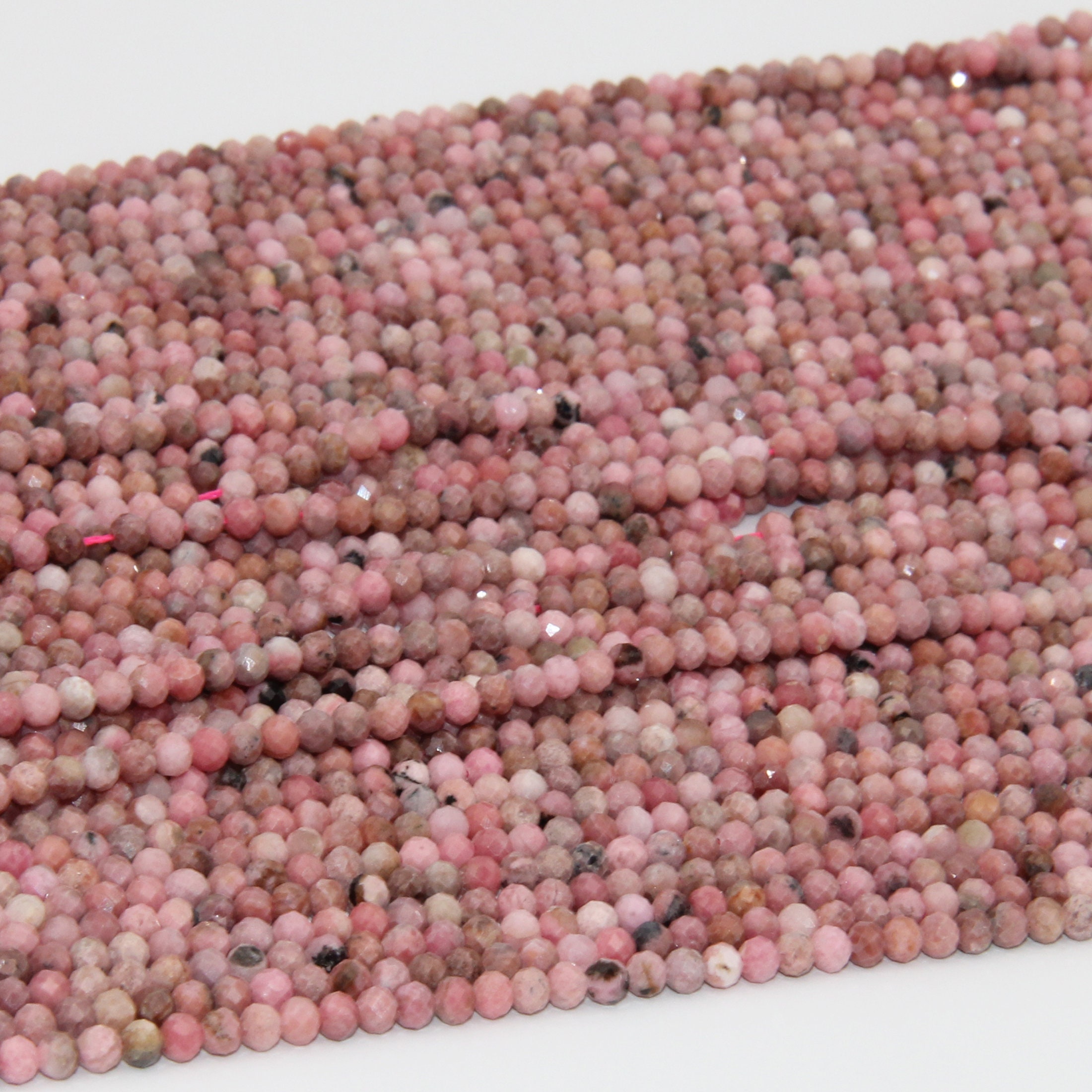 15.3in Full Strand 2mm 3mm 4mm Genuine Line Rhodonite Faceted - Etsy