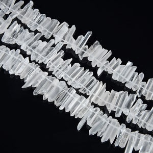 15.9 Inch Crystals Quartz Point Beads,Clear Crystals Beads,Top Drilled Crystals Beads,Crown Jewelry Making Beads,Rough Crystals Quartz Beads