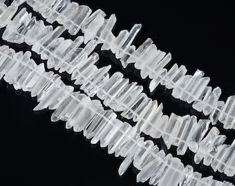 15.9 Inch Crystals Quartz Point Beads,Clear Crystals Beads,Top Drilled Crystals Beads,Crown Jewelry Making Beads,Rough Crystals Quartz Beads