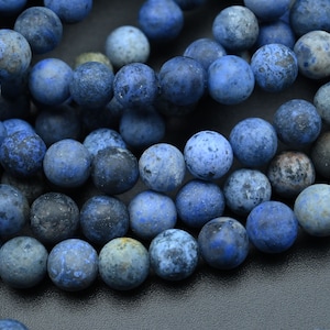 Natural Blue Stone Round Beads,Matte Round Beads,Loose Beads For Bracelet/Necklace /DIY Jewelry Making Beads.4mm,6mm.8mm,10mm Round Beads.