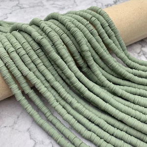 6mm Vinyl Heishi Disc Beads,Green Vinyl Beads,Polymer Clay Summer Vinyl Disc Beads,Wholesale Vinyl Heishi DIY Making Jewelry Disc Beads.