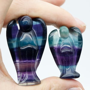 AAAA Rainbow Fluorite Angel Decor,Hand Carved Angel,For Best Wish Gift,Angel Home Decor,1.5 and 2 Inches Fluorite Angele Decor,Healing Angel