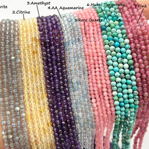 Natural Faceted Crystal Beads,2mm/3mm/4mm Gemstone Faceted Beads,Cut Round Crystal Beads,Small Size Gemstone Beads,For Jewelry Making Beads. image 2