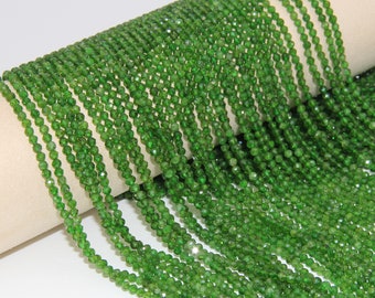 AAAA Natural Chrome Diopside Semi Precious Stone Faceted Round Beads,2mm/3mm/4mm Perline di Gemme, Rich Green Chrome Faceted Round Jewelry Bead