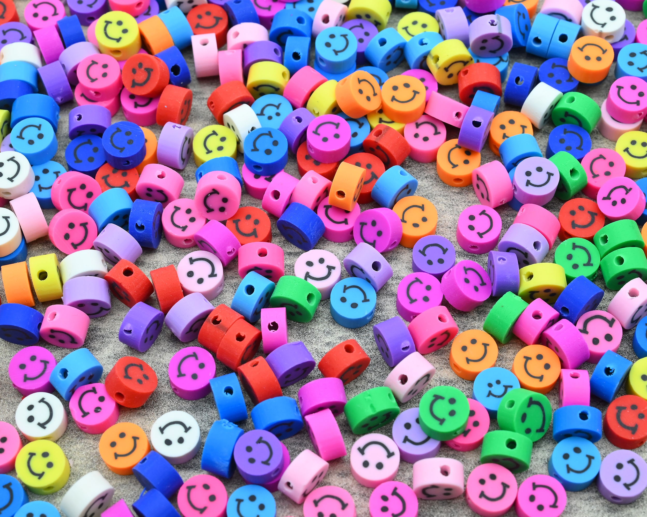 50 Pieces/10mm Smiley Face Polymer Clay Round BeadsLoose Etsy