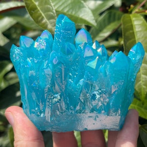 Blue Angel Aura Crystal Cluster,Angel Aura Quartz Cluster,Rainbow Aura Crystal Cluster,Angel Aura Crystal,Healing Crystal Decor.