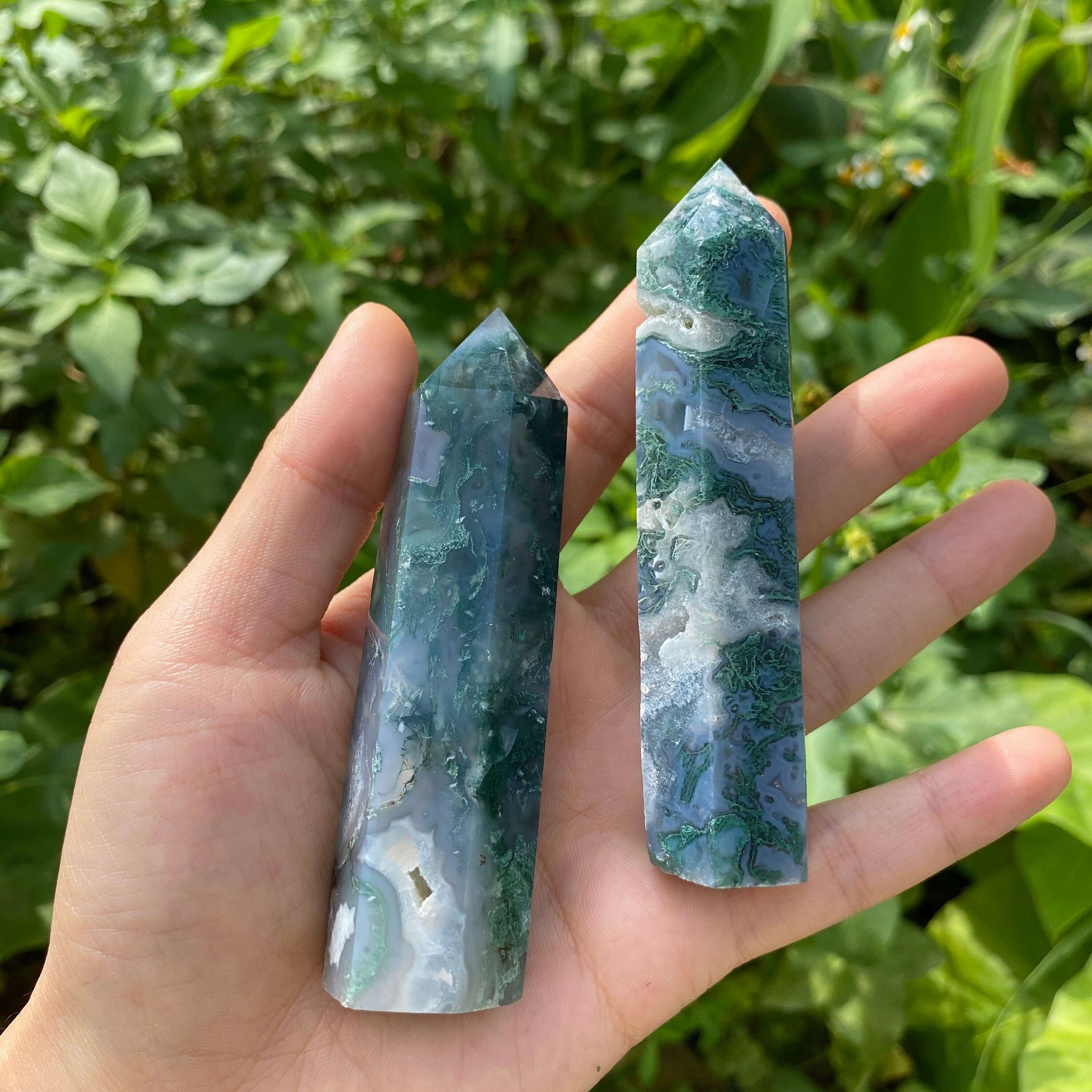 3.0-3.5 Inches Natural Moss Agate Towermetaphysical and Home | Etsy