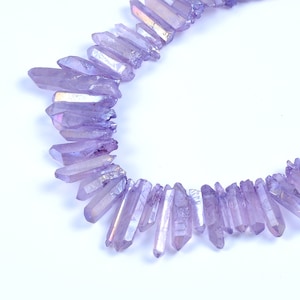 Natural Crystal Quartz Point Beads.Purple Crystal Quartz Point.Matte Bright Crystal Beads.Good Quality Crystal Point Beads.Top Drilled Beads