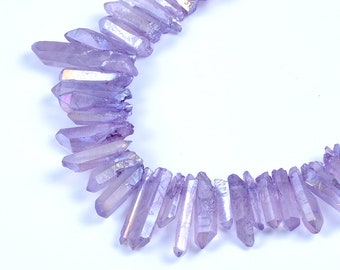 Natural Crystal Quartz Point Beads.Purple Crystal Quartz Point.Matte Bright Crystal Beads.Good Quality Crystal Point Beads.Top Drilled Beads