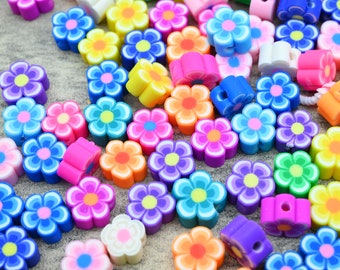 50 Pieces/10mm Flower Polymer Clay Beads,Loose Polymer Clay Beads,For Jewelry Made Beads,For Bracelet Beads,Summer Beads,Wholesale Beads.