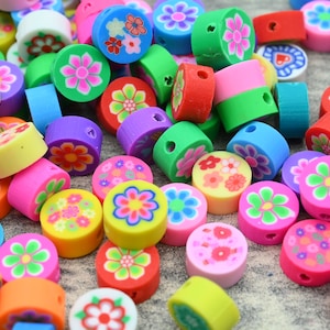 50 Stück/10mm Blume Polymer Clay Runde Perlen, lose Polymer Clay Perlen, für Schmuck gemacht Perlen, für Armband Perlen, Kinder Perlen, Großhandel Perlen