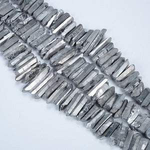 15.9 inch Rough Crystals Beads,Crystals Quartz Point Beads,Top Drilled Crystals Quartz Beads,Silver Crystals Point Beads,Good Quality Beads.