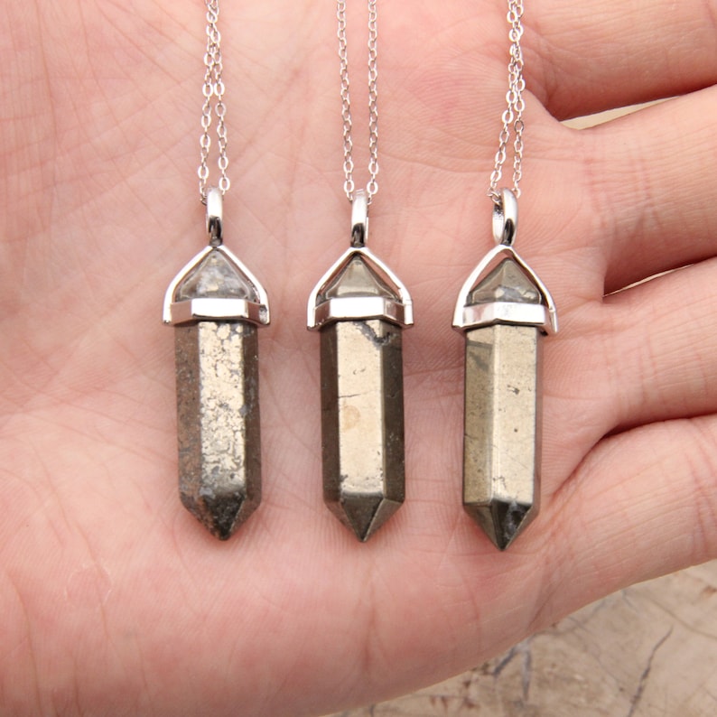 Pyrite Necklacepyrite Pendantnatural Pyrite Necklace Etsy