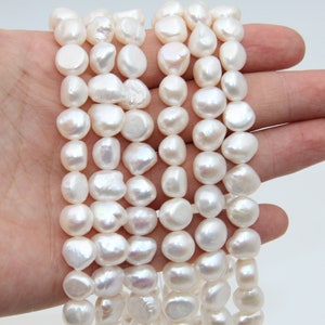 10~11mm Fresh Water Nugget Pearl Beads,White Color Pearl,Loose Pearl Strand Beads,Natural Seed Freshwater Pearl,Good Pearl Jewelry Beads.