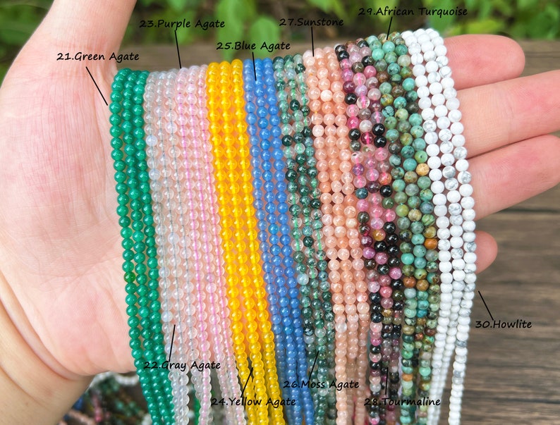 Natural Gemstone Round Beads,2mm/3mm/4mm Smooth Round Beads,Amethyst/Rose Quartz/Crystal/Jade More Choose Round Beads,For Jewelry Making. image 4