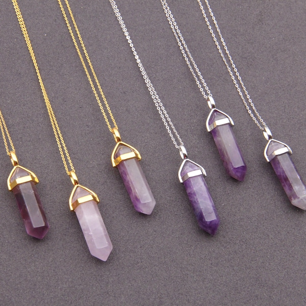 Amethyst Necklace,Healing Amethyst Necklace Pendants,Crystals Necklace,Boho Amethyst Necklace,Gemstone Necklace,Charms Jewelry Necklace.