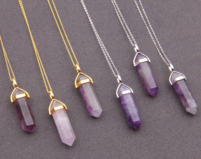 Amethyst Necklace,Healing Amethyst Necklace Pendants,Crystals Necklace,Boho Amethyst Necklace,Gemstone Necklace,Charms Jewelry Necklace.