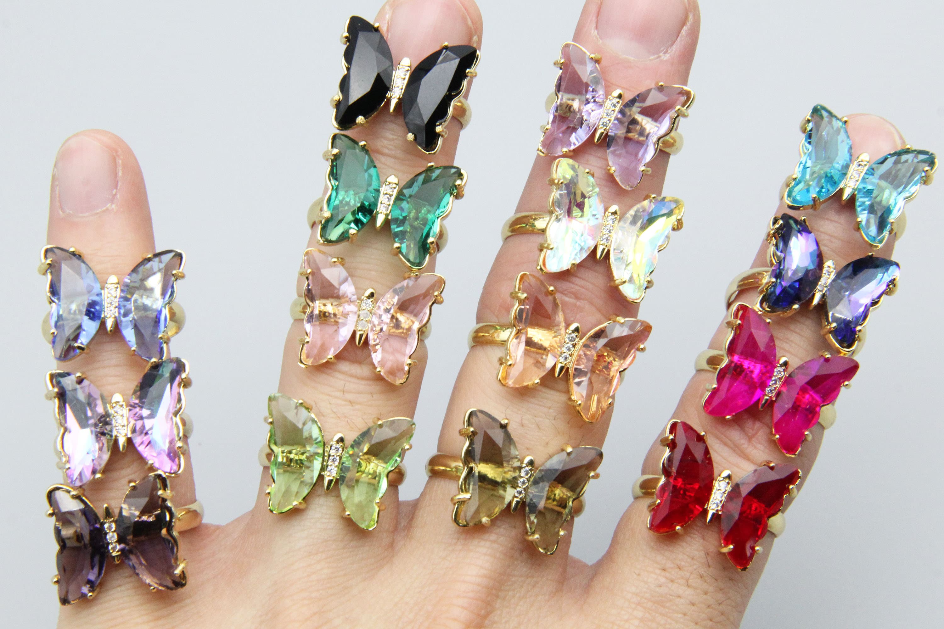 17 Colors Zircon Butterfly Ring,the Adjustable Ring,for 17 Colors Zircon Butterfly Ring,the Adjustable Ring,for