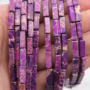 Natural Imperial Jasper Beads,4x13mm Purple Rectangle Imperial Jasper Beads,Sea Sediment Imperial Jasper,For Diy Jewelry Necklace/Bracelet.